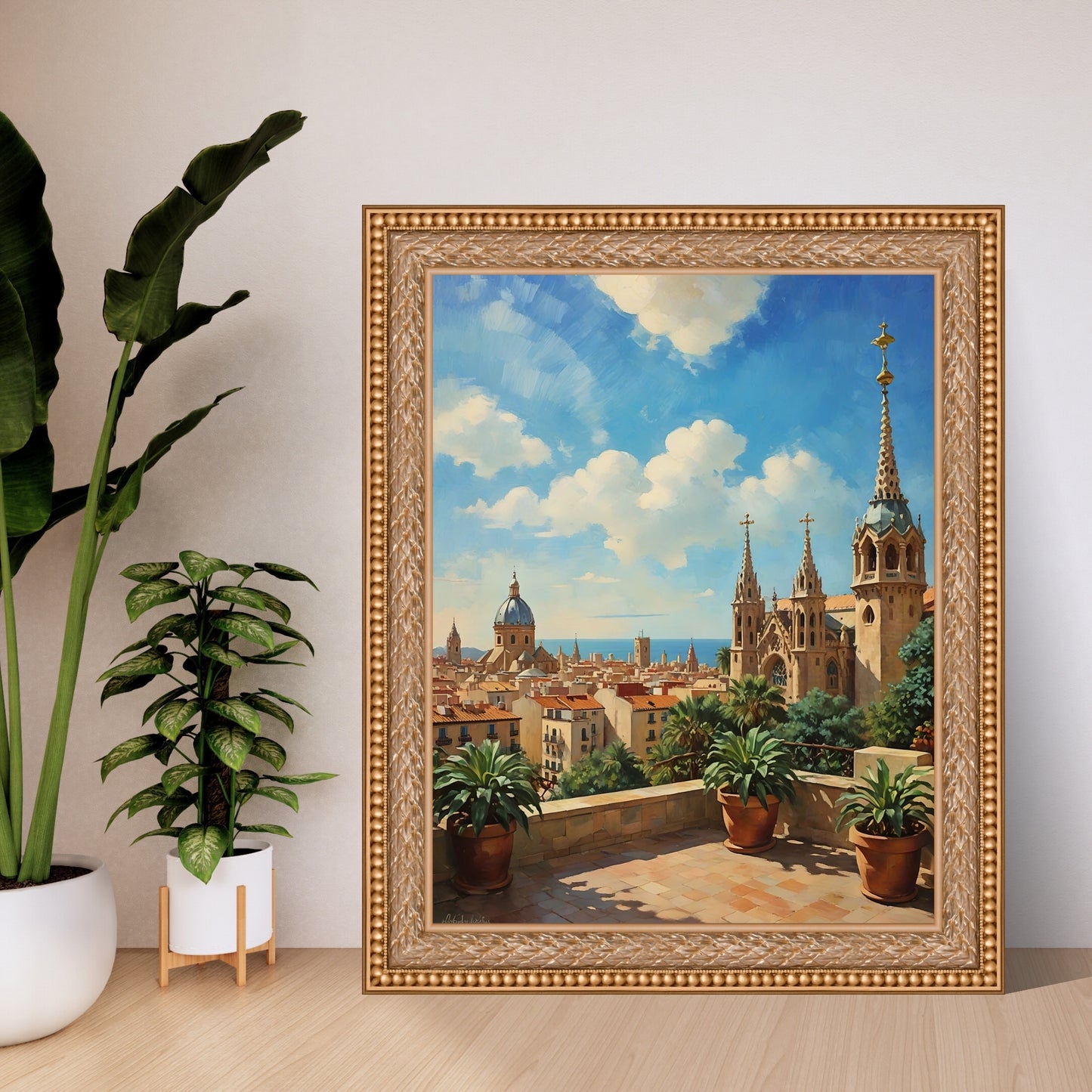 Affiche Vintage Barcelone sans texte, style rétro pour décoration murale
